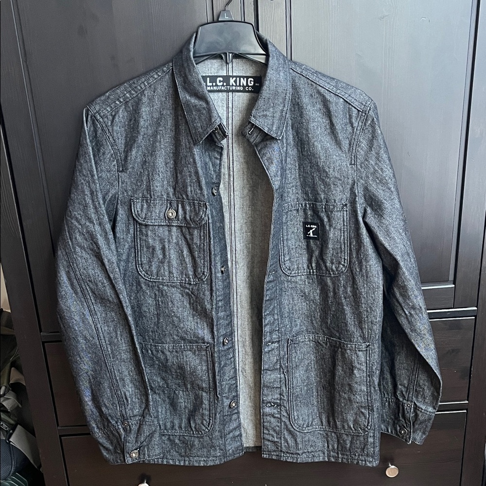 L.C.King Men's black  Denim Chore Jacket made in USA 🇺🇸